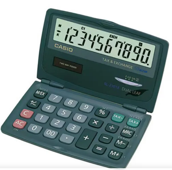 Калькулятор кишеньковий 10 розрядів розкладний чорний Casio (SL-210TE-WA-EC)